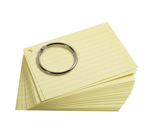 Présentoir complet avec 38 paquets de 50 flashcards sous film + anneau - bristol ligné perforé - formats A6 et A7