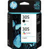 HP 305 pack de 2 cartouches d'encre noire et trois couleurs authentiqu