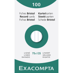 Étui de 100 fiches - bristol ligné non perforé 75x125mm