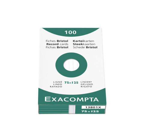 Étui de 100 fiches - bristol ligné non perforé 75x125mm