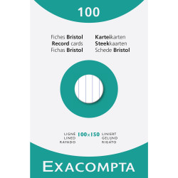 Étui de 100 fiches - bristol ligné non perforé 100x150mm