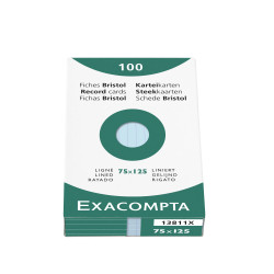 Étui de 100 fiches - bristol ligné non perforé 75x125mm