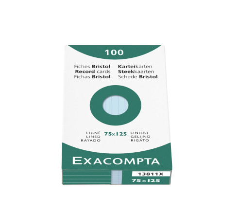 Étui de 100 fiches - bristol ligné non perforé 75x125mm