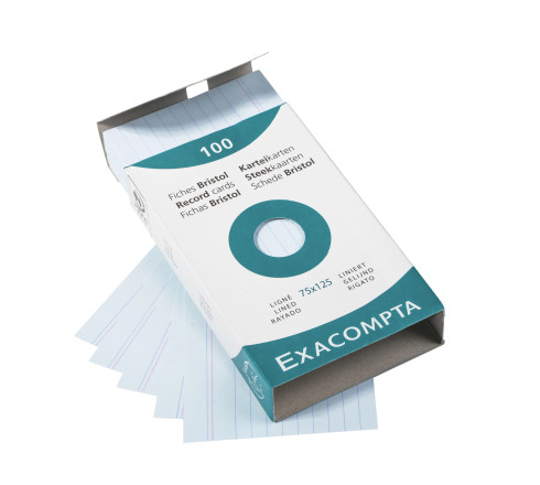 Étui de 100 fiches - bristol ligné non perforé 75x125mm