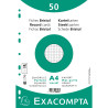 Paquet 50 fiches sous film - bristol quadrillé 5x5 perforé 210x297mm