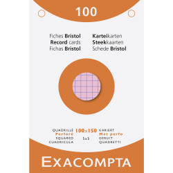 Étui de 100 fiches - bristol quadrillé 5x5 perforé 100x150mm