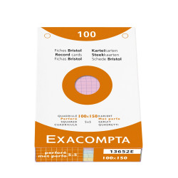 Étui de 100 fiches - bristol quadrillé 5x5 perforé 100x150mm