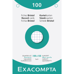 Étui de 100 fiches - bristol quadrillé 5x5 perforé 100x150mm