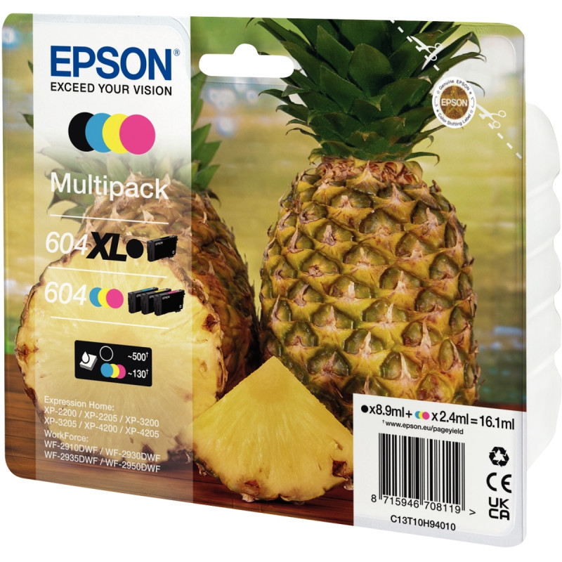 Epson ANANAS / 604 cartouche encre noire haute capacité, cyan, magenta