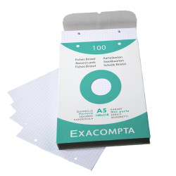 Étui de 100 fiches - bristol quadrillé 5x5 perforé 148x210mm