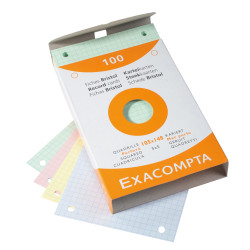 Étui de 100 fiches - bristol quadrillé 5x5 perforé 105x148mm
