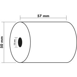 Bobine pour machine à calculer 57x50 mm - 1 pli offset extra-blanc 60g/m2.