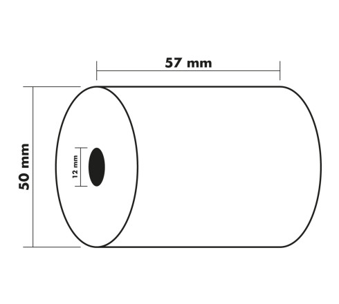 Bobine pour machine à calculer 57x50 mm - 1 pli offset extra-blanc 60g/m2.