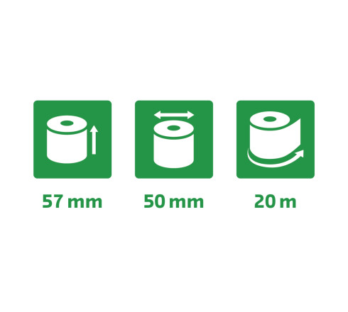 Bobine pour machine à calculer 57x50 mm - 1 pli offset extra-blanc 60g/m2.