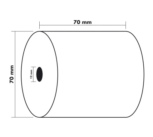 Bobine pour machine à calculer 70x70 mm - 1 pli offset extra-blanc 60g/m2.