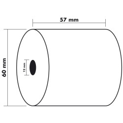 Bobine pour machine à calculer et caisses 57x60 mm - 1 pli offset extra- blanc 60g/m2.