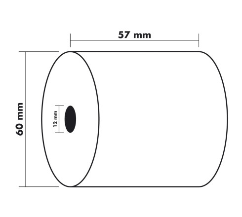 Bobine pour machine à calculer et caisses 57x60 mm - 1 pli offset extra- blanc 60g/m2.