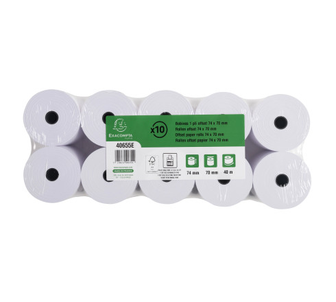 Bobine pour machine à calculer 74x70 mm - 1 pli offset extra-blanc 60g/m2
