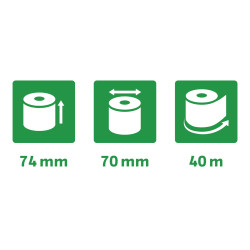 Bobine pour machine à calculer 74x70 mm - 1 pli offset extra-blanc 60g/m2