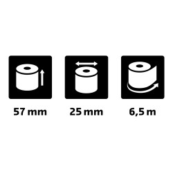 Bobine sans mandrin pour machines à calculer 57x25 mm - 1 pli offset extra-blanc 60g/m2.