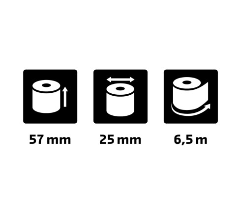 Bobine sans mandrin pour machines à calculer 57x25 mm - 1 pli offset extra-blanc 60g/m2.