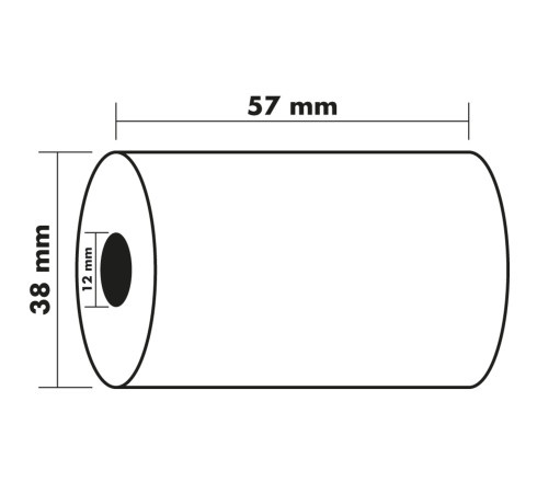 Bobine pour machine à calculer et caisse 57x38 mm - 1 pli offset extra-blanc 60g/m2.