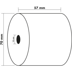 Bobine pour machine à calculer et caisses 57x70 mm - 1 pli offset extra-blanc 60g/m2.