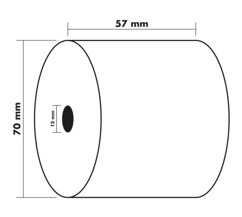 Bobine pour machine à calculer et caisses 57x70 mm - 1 pli offset extra-blanc 60g/m2.