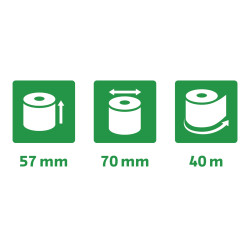 Bobine pour machine à calculer et caisses 57x70 mm - 1 pli offset extra-blanc 60g/m2.