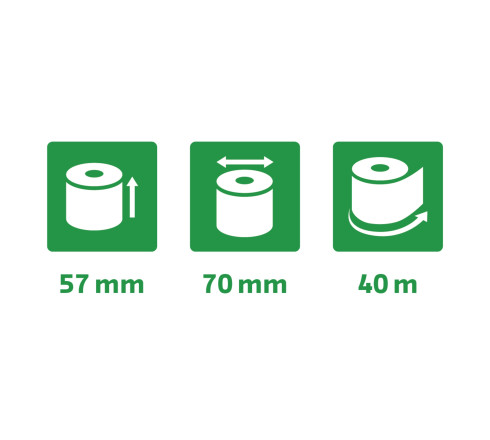 Bobine pour machine à calculer et caisses 57x70 mm - 1 pli offset extra-blanc 60g/m2.