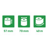 Bobine pour machine à calculer et caisses 57x70 mm - 1 pli offset extra-blanc 60g/m2.