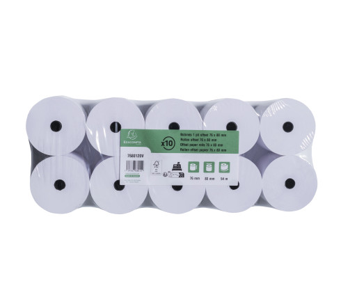 Bobine pour tickets de caisse 76x80 mm - 1 pli offset extra-blanc 60g/m2.