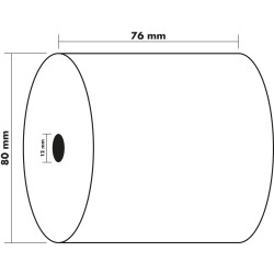 Bobine pour tickets de caisse 76x80 mm - 1 pli offset extra-blanc 60g/m2.