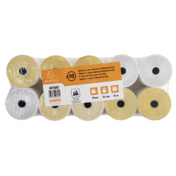 Bobine pour tickets de caisse 76x70 mm - 2 plis chimique autocopiant (blanc/jaune) 57g/m2.