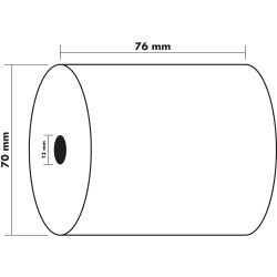 Bobine pour tickets de caisse 76x70 mm - 2 plis chimique autocopiant (blanc/jaune) 57g/m2.