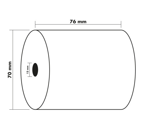 Bobine pour tickets de caisse 76x70 mm - 2 plis chimique autocopiant (blanc/jaune) 57g/m2.