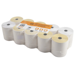 Bobine pour tickets de caisse 76x70 mm - 2 plis chimique autocopiant (blanc/jaune) 57g/m2.