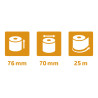 Bobine pour tickets de caisse 76x70 mm - 2 plis chimique autocopiant (blanc/jaune) 57g/m2.