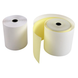 Bobine pour tickets de caisse 76x70 mm - 2 plis chimique autocopiant (blanc/jaune) 57g/m2.