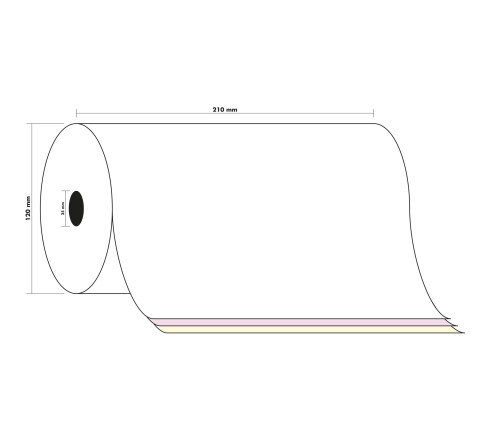 Bobine Télex 210x120 mm - 3 plis chimique autocopiant 57g/m2.