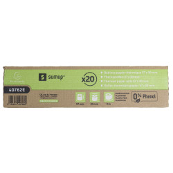 Bobine pour tickets de carte bancaire 57x30mm - 9m - SumUp - 1 pli thermique 55g/m2 sans phénol et sans plastique