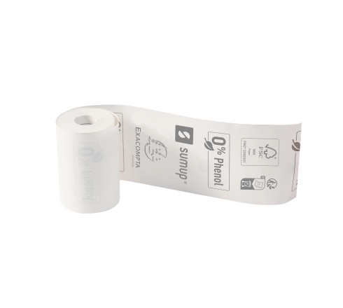 Bobine pour tickets de carte bancaire 57x30mm - 9m - SumUp - 1 pli thermique 55g/m2 sans phénol et sans plastique