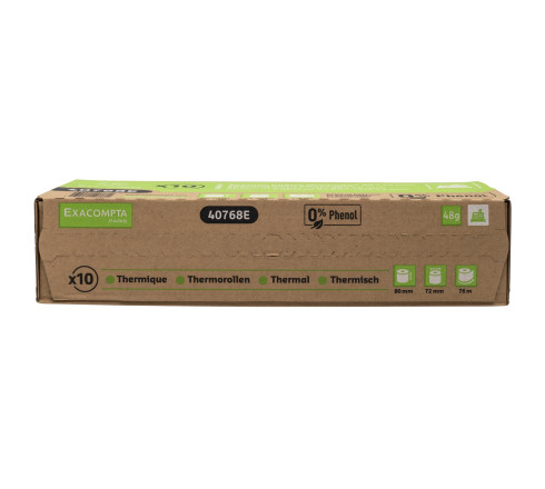 Bobine pour tickets de caisse 80x72mm - 76m - 1 pli thermique 48g/m2 sans phénol et sans plastique