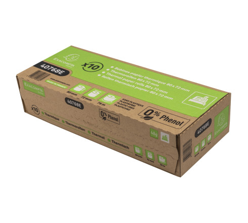 Bobine pour tickets de caisse 80x72mm - 76m - 1 pli thermique 48g/m2 sans phénol et sans plastique