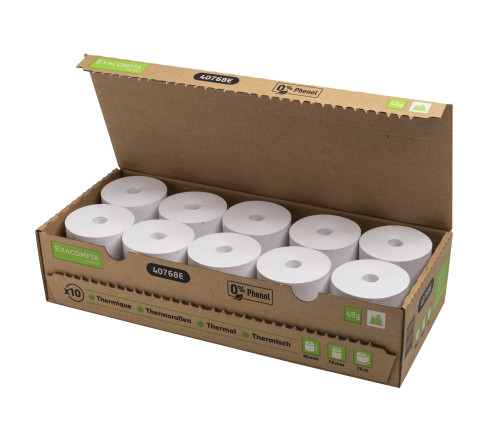 Bobine pour tickets de caisse 80x72mm - 76m - 1 pli thermique 48g/m2 sans phénol et sans plastique