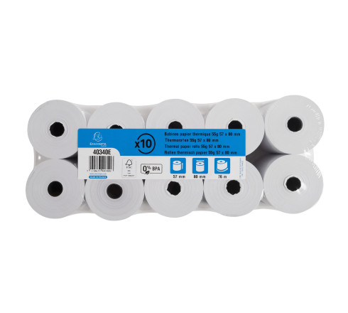Bobine pour caisse et balance 57x80mm - 76m - 1 pli thermique 55g/m2.