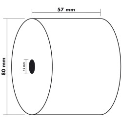 Bobine pour caisse et balance 57x80mm - 76m - 1 pli thermique 55g/m2.