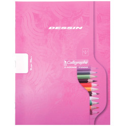 Cahier de dessin 16 pages, format 17x22 cm, quadrillé 10x10 blanc, pap