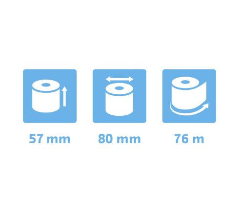 Bobine pour caisse et balance 57x80mm - 76m - 1 pli thermique 55g/m2.