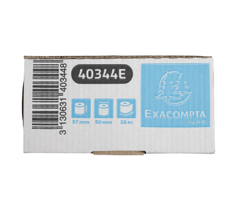 Bobine pour tickets de carte bancaire 57x50mm - 28m - 1 pli thermique 55g/m2.